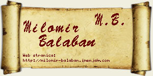 Milomir Balaban vizit kartica